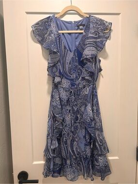 Tommy Hilfiger Blue Paisley Ruffle Midi Dress